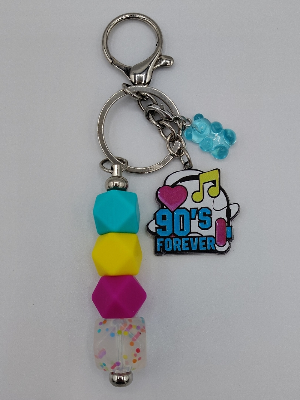 Handcrafted "90's Forever" Colorful Bead Keychain/Bag Charm